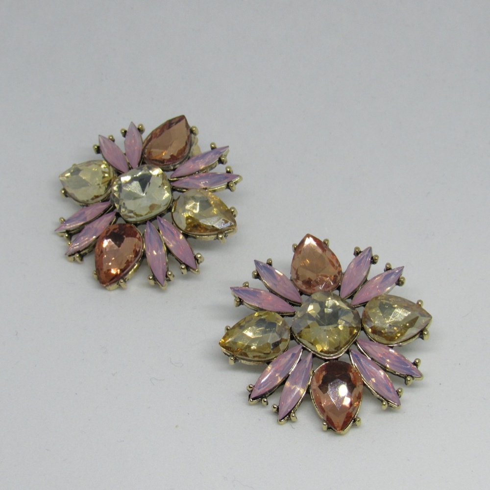 Large Multicolor Rhinestone Earrings